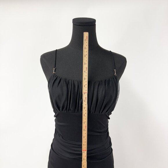 VINTAGE 90S STYLE BLACK RUCHED LONG MAXI DRESS - Picture 12 of 14